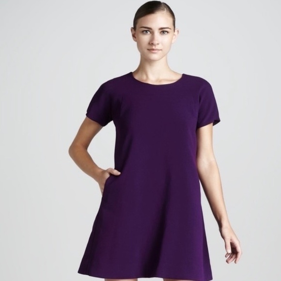 KATE SPADE Bosley Purple Swingy Dress Basic Geometry Solid Pockets A-Line Size 8 - Picture 1 of 14